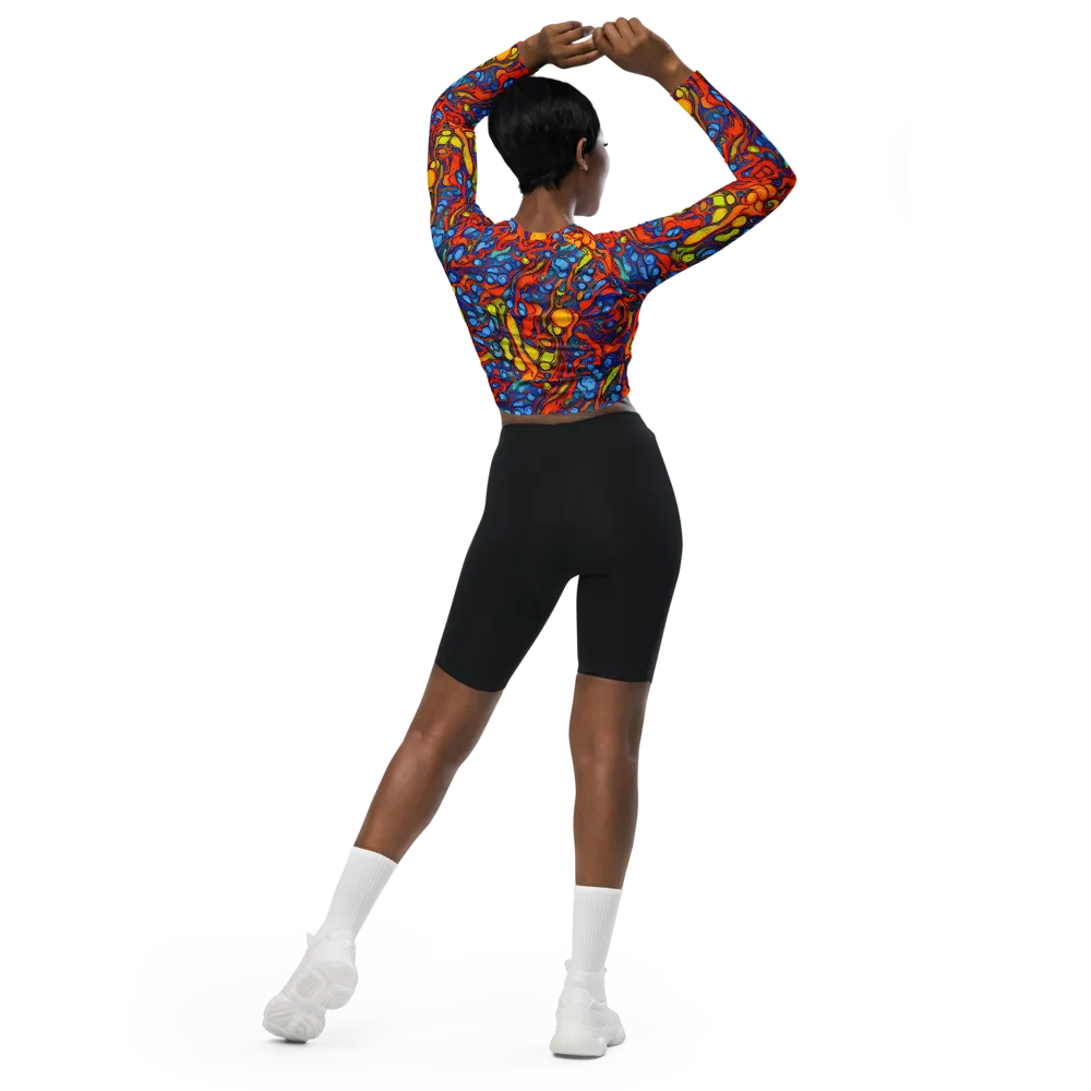 Lava Electric on Long Sleeve Crop Top — Back