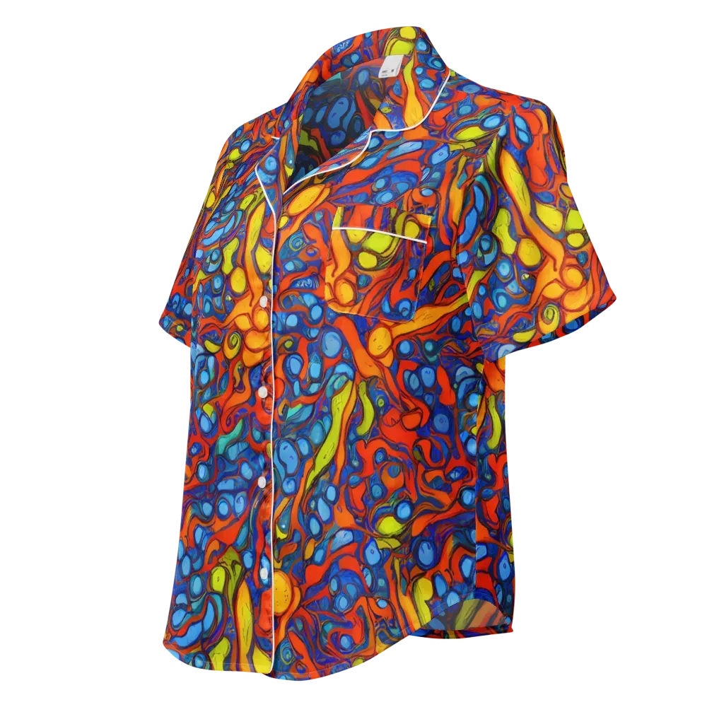 Lava Electric on Women's Short Sleeve Pajama Top — Left Front