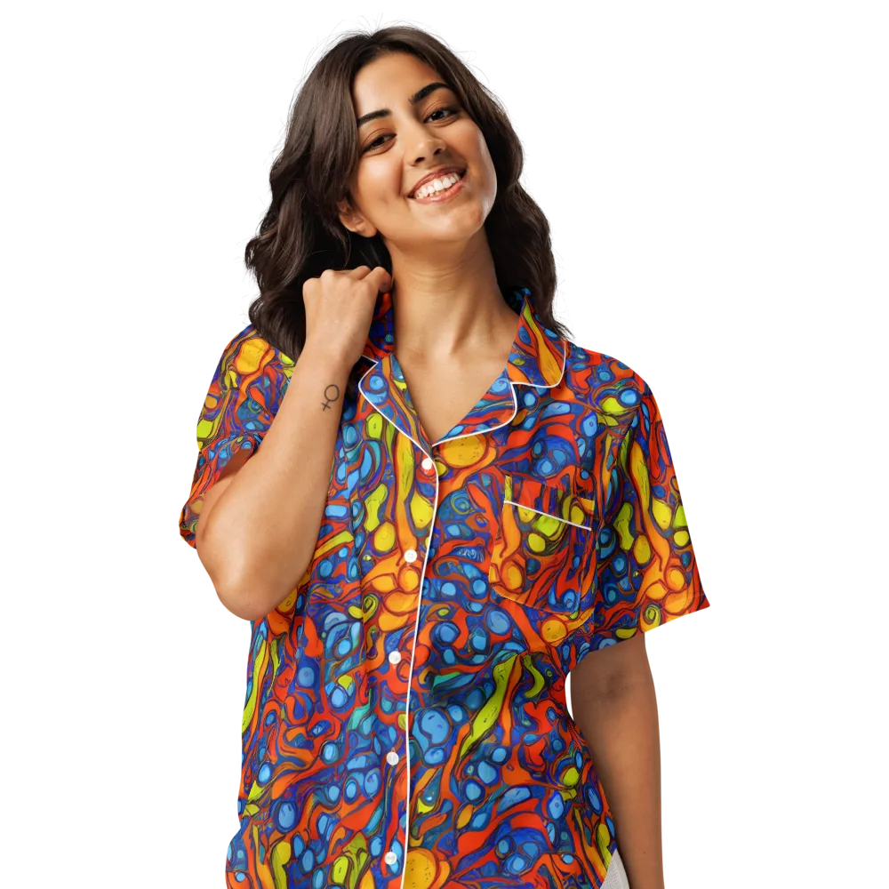 Lava Electric on Women's Short Sleeve Pajama Top — Front