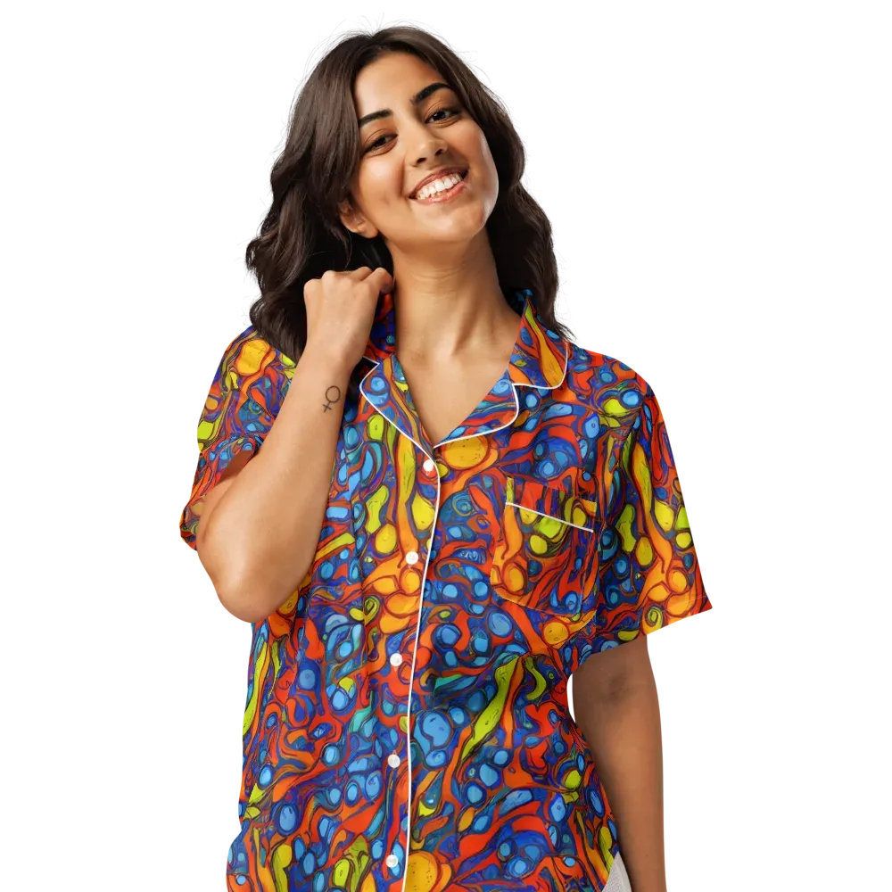 Lava Electric on Women's Short Sleeve Pajama Top — Front