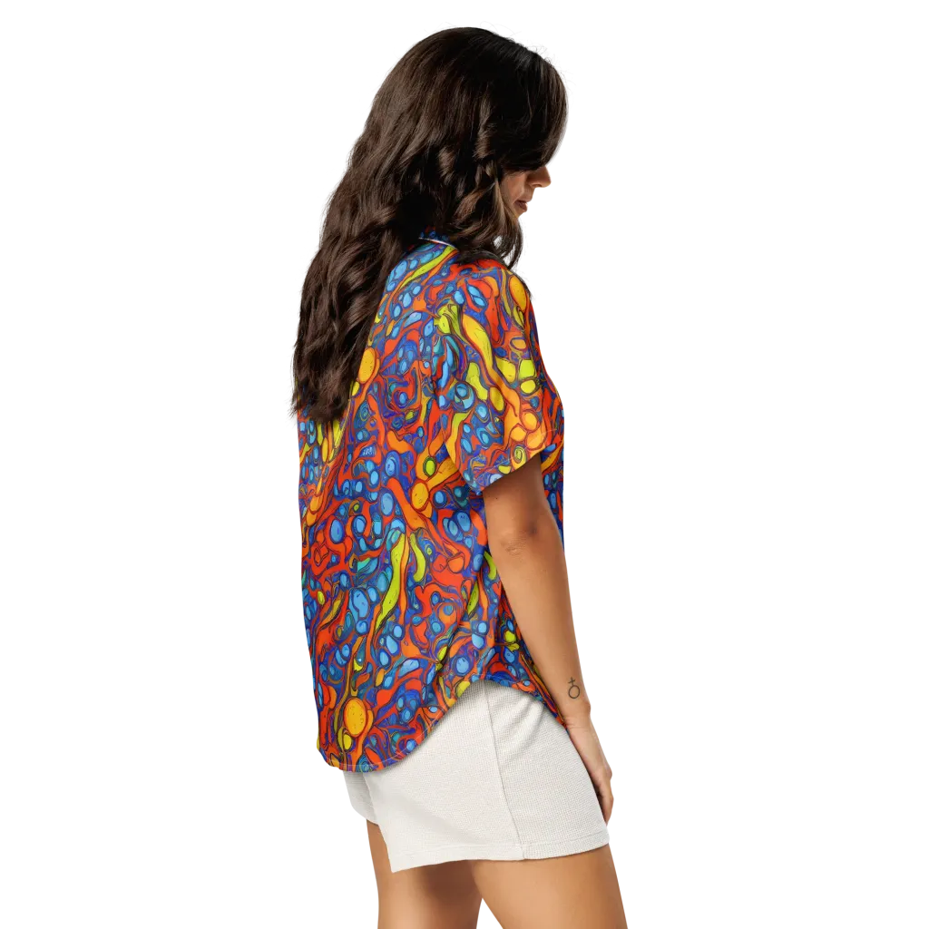 Lava Electric on Women's Short Sleeve Pajama Top — Right Back