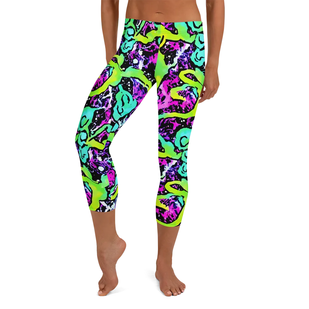 Psychedelic Stampede on Capri Leggings — Front