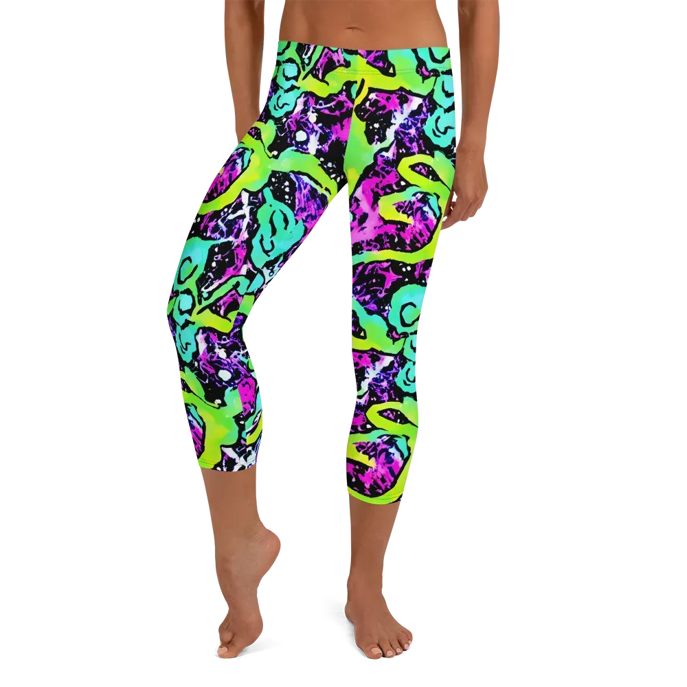 Psychedelic Stampede on Capri Leggings — Front