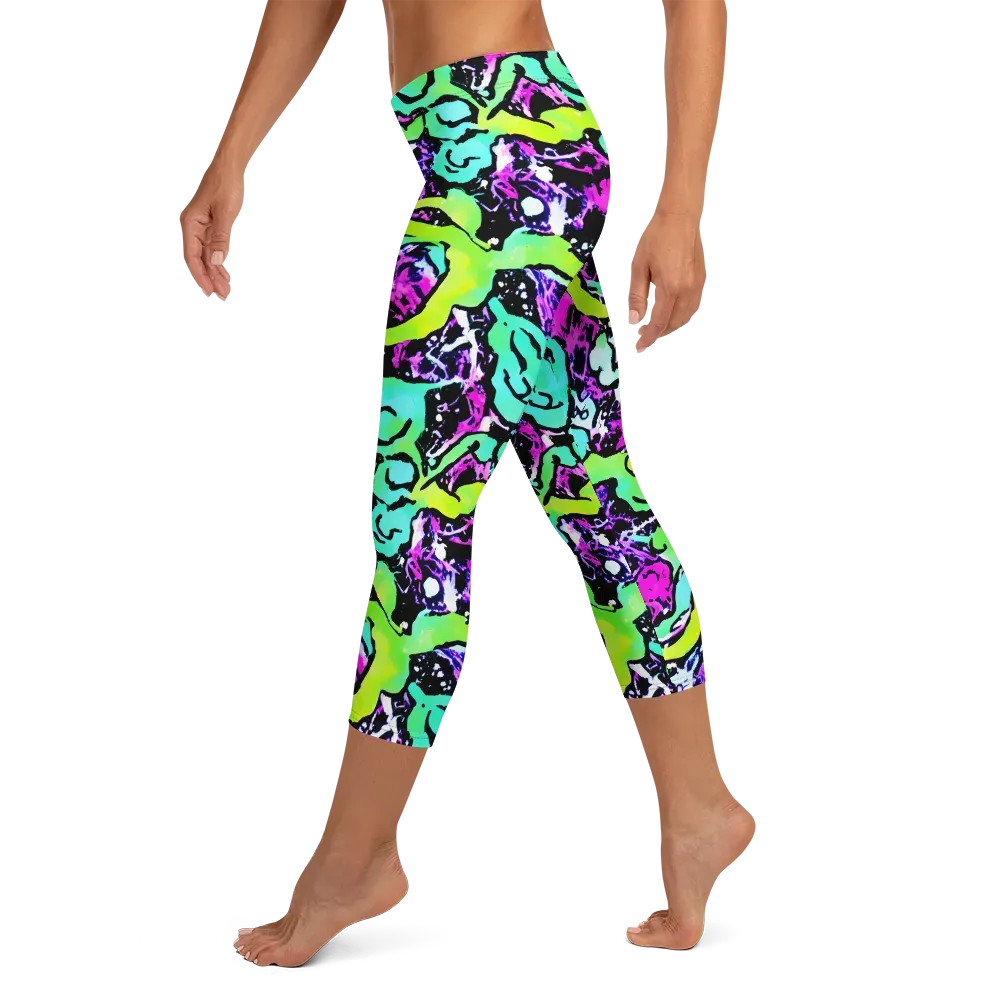 Psychedelic Stampede on Capri Leggings — Left