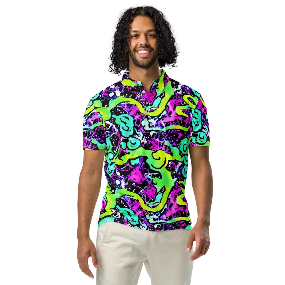 Psychedelic Stampede on Men's Slim Fit Polo Shirt — Front