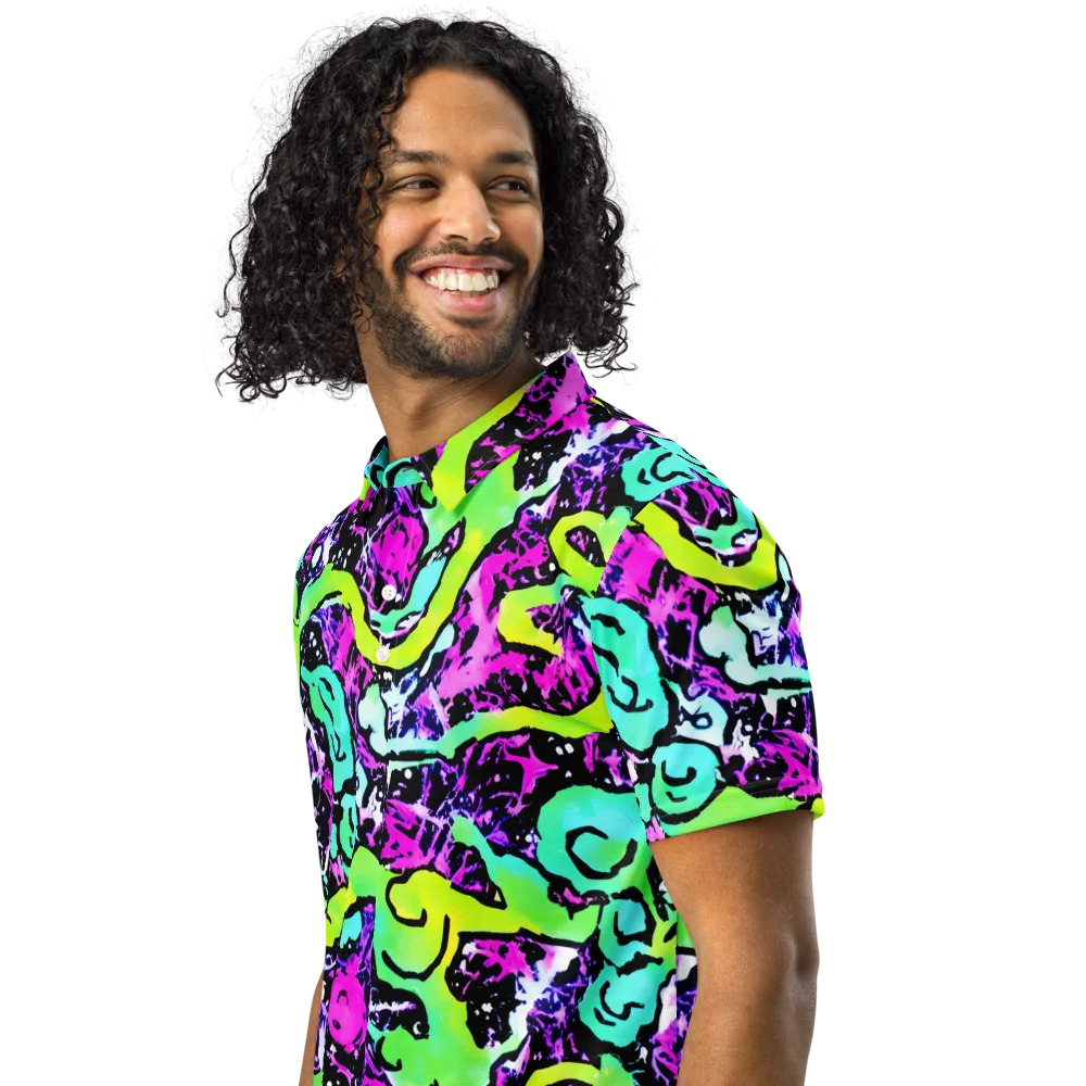 Psychedelic Stampede on Men's Slim Fit Polo Shirt — Left Front