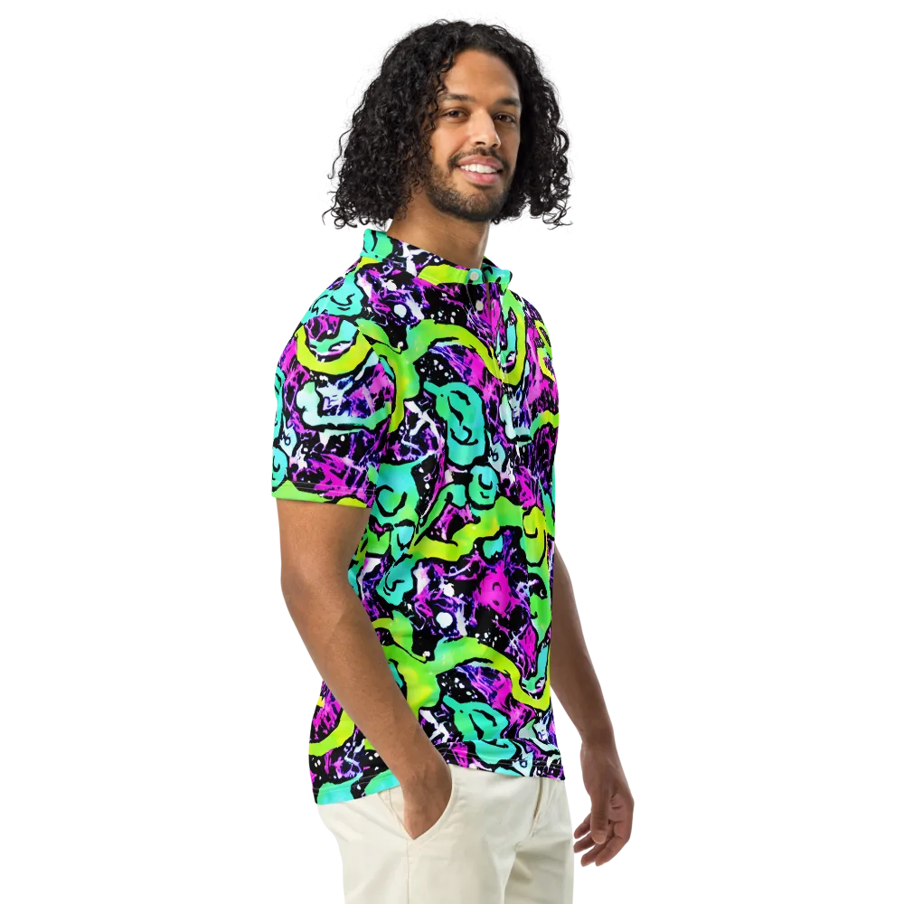 Psychedelic Stampede on Men's Slim Fit Polo Shirt — Right Front