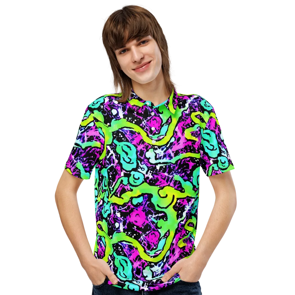 Psychedelic Stampede on Men's Slim Fit Polo Shirt — Front