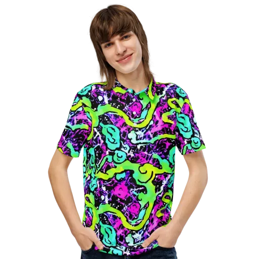 Psychedelic Stampede on a Men's Slim Fit Polo Shirt