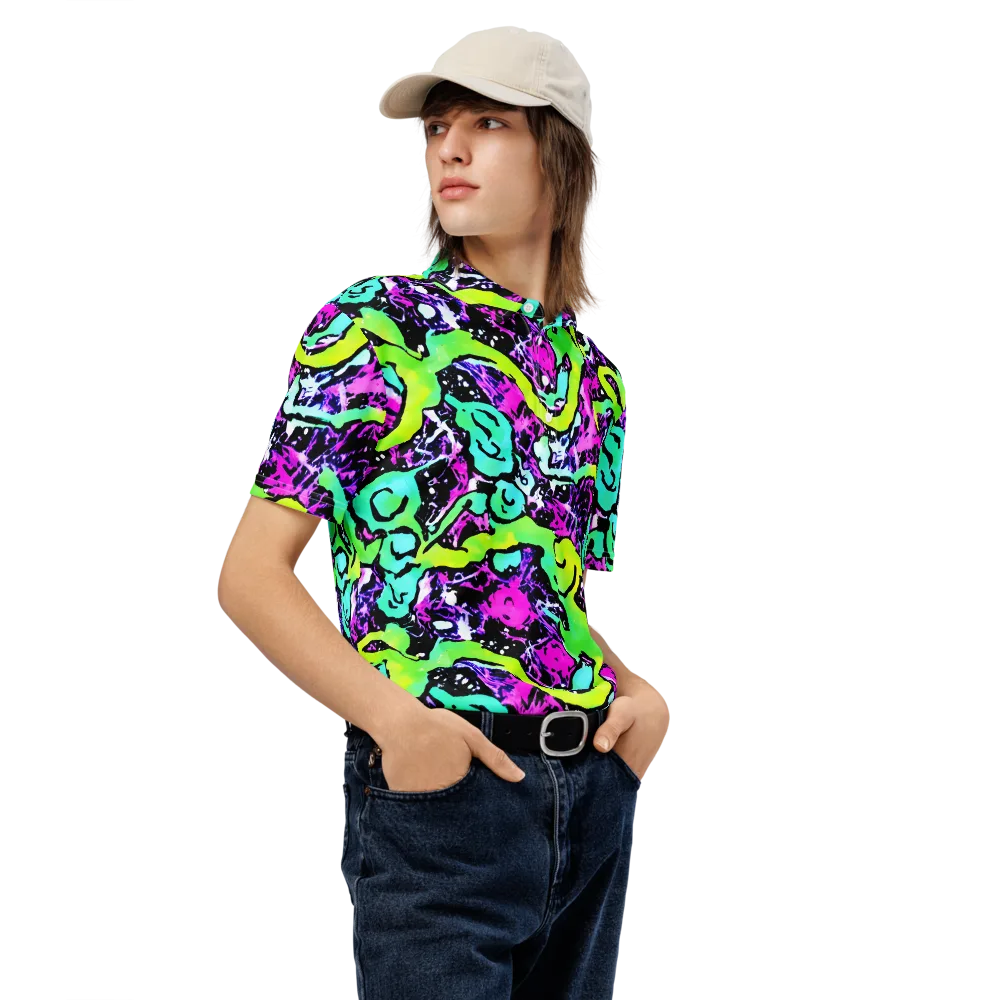 Psychedelic Stampede on Men's Slim Fit Polo Shirt — Right Front