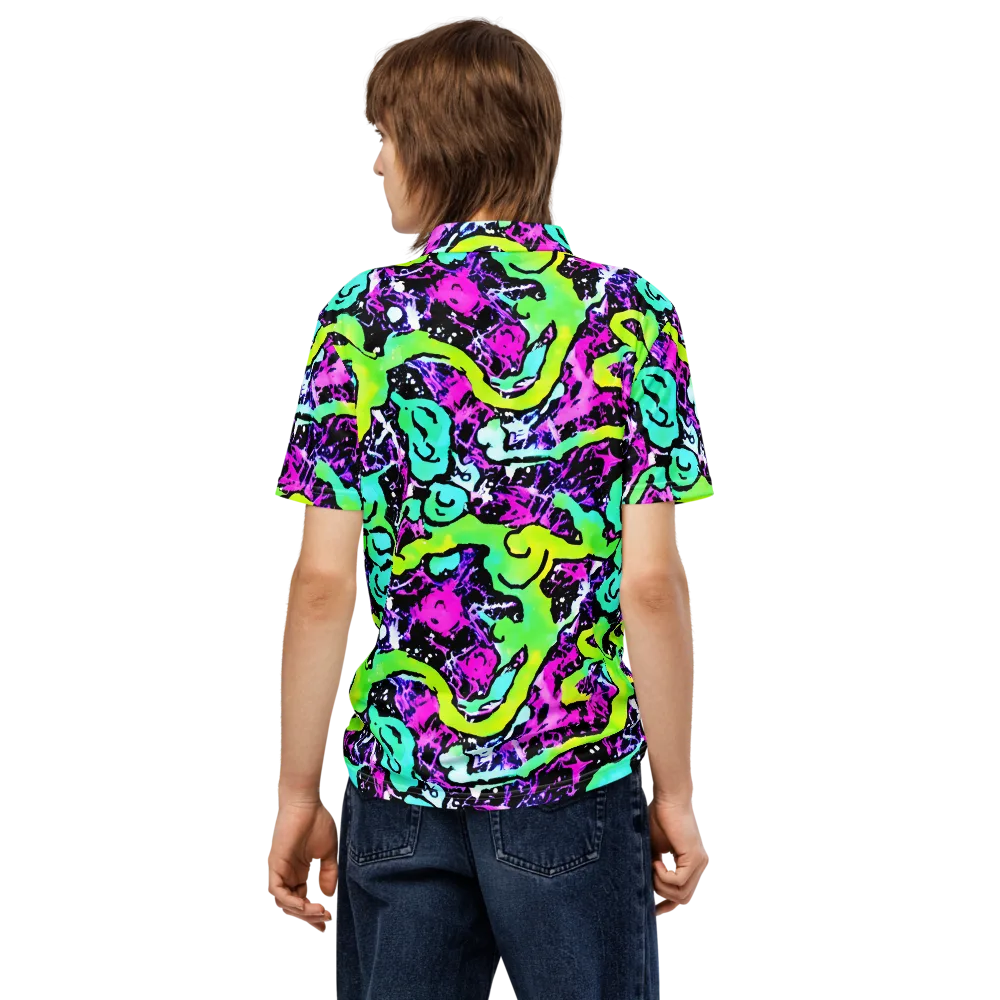 Psychedelic Stampede on Men's Slim Fit Polo Shirt — Back
