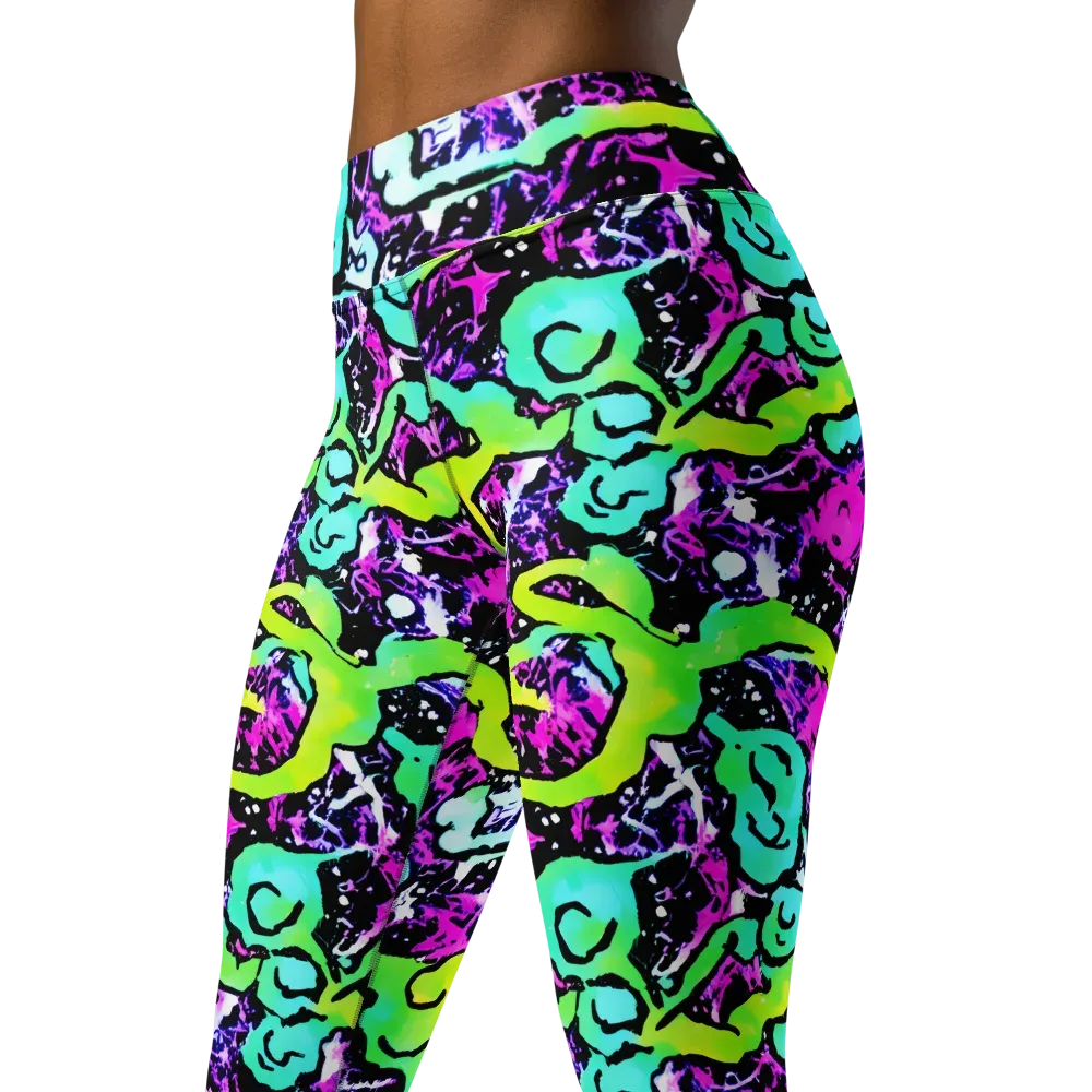 Psychedelic Stampede on Yoga Leggings — Left Front