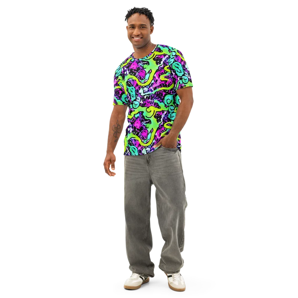 Psychedelic Stampede on Men's Cotton Crew Neck T-Shirt — Front