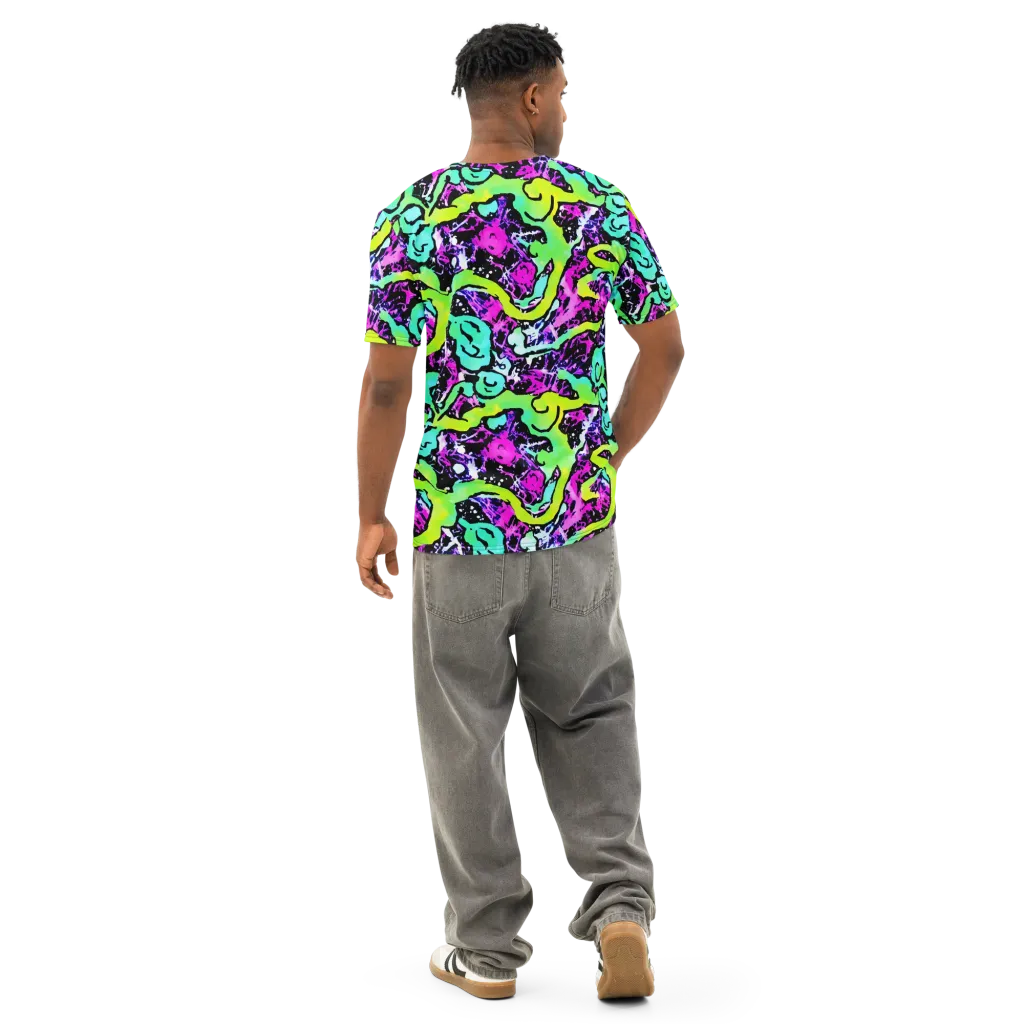 Psychedelic Stampede on Men's Cotton Crew Neck T-Shirt — Back