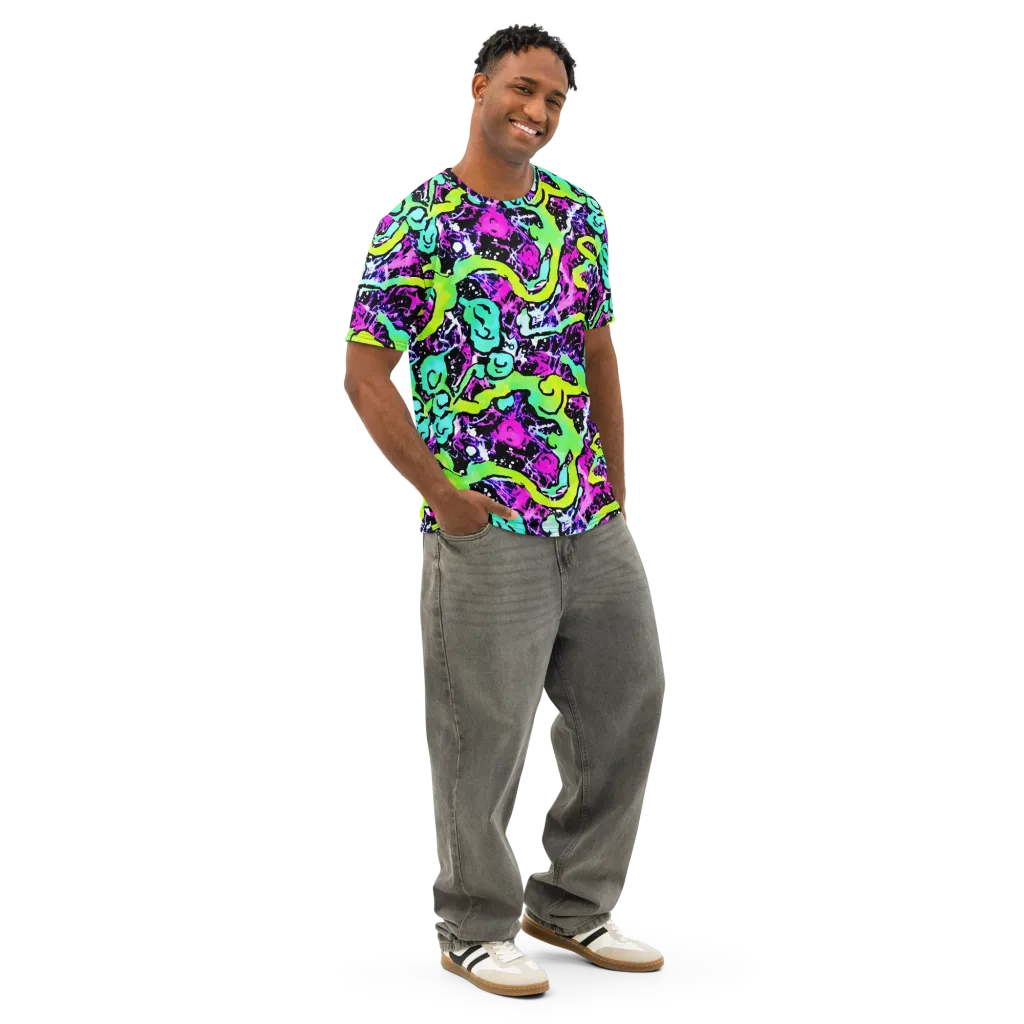Psychedelic Stampede on Men's Cotton Crew Neck T-Shirt — Right Front