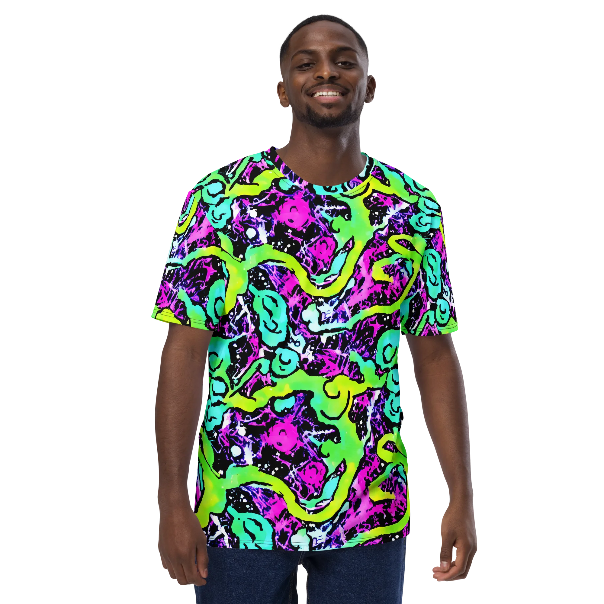 Psychedelic Stampede on Men's Crew Neck T-Shirt — Front