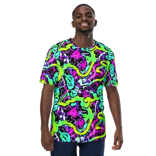 Psychedelic Stampede on a Men's Crew Neck T-Shirt
