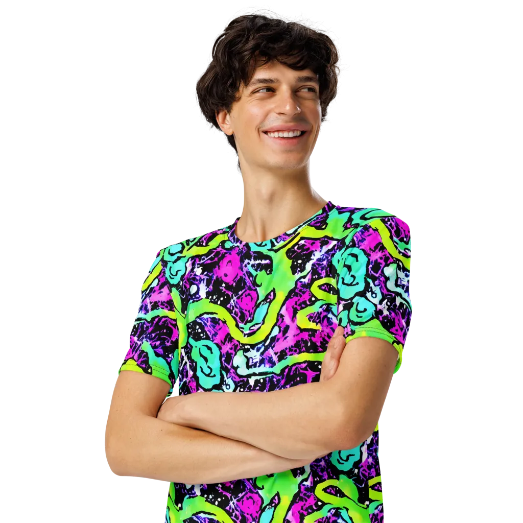 Psychedelic Stampede on Men's Crew Neck T-Shirt — Left Front