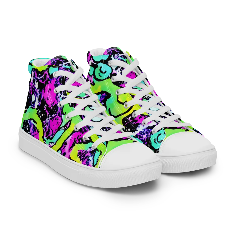 Psychedelic Stampede on Men's High Top Canvas Shoes — Right Front