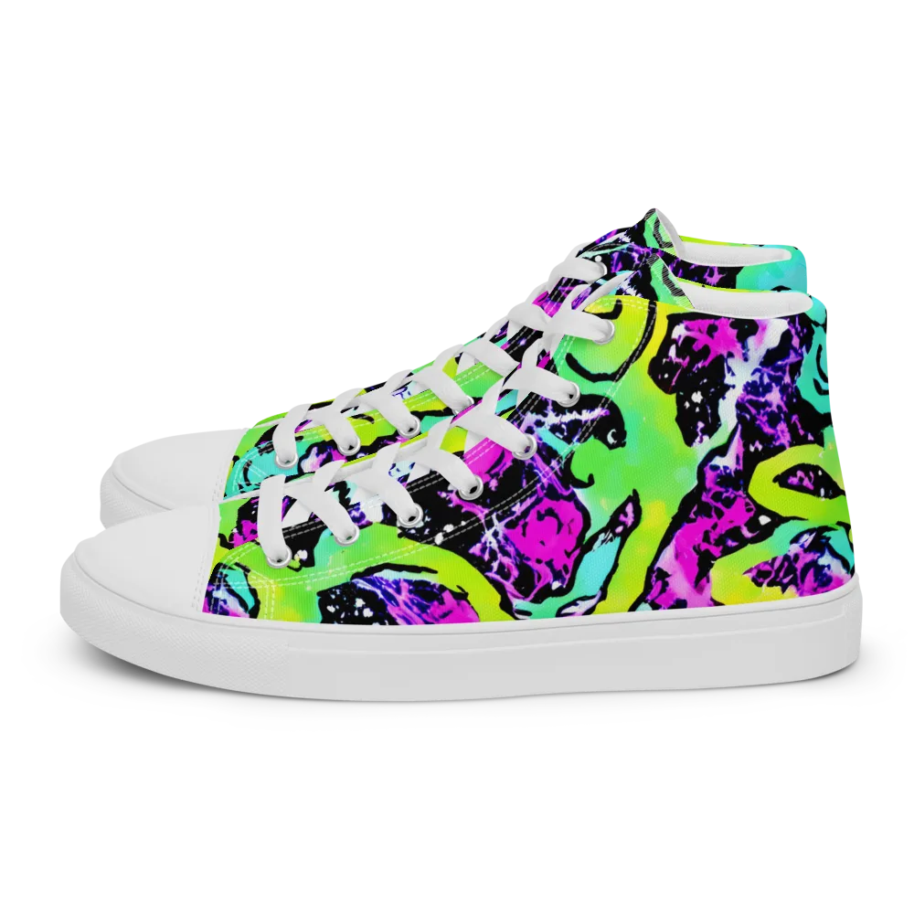 Psychedelic Stampede on Men's High Top Canvas Shoes — Left