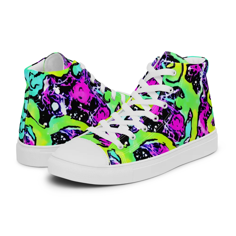 Psychedelic Stampede on Men's High Top Canvas Shoes — Left