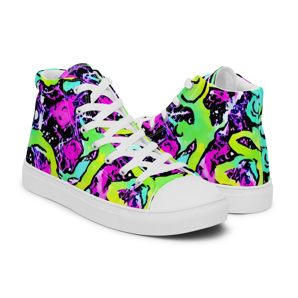 Psychedelic Stampede on Men's High Top Canvas Shoes — Right