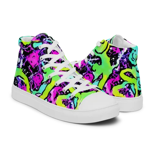 Psychedelic Stampede on a Men's High Top Canvas Shoes