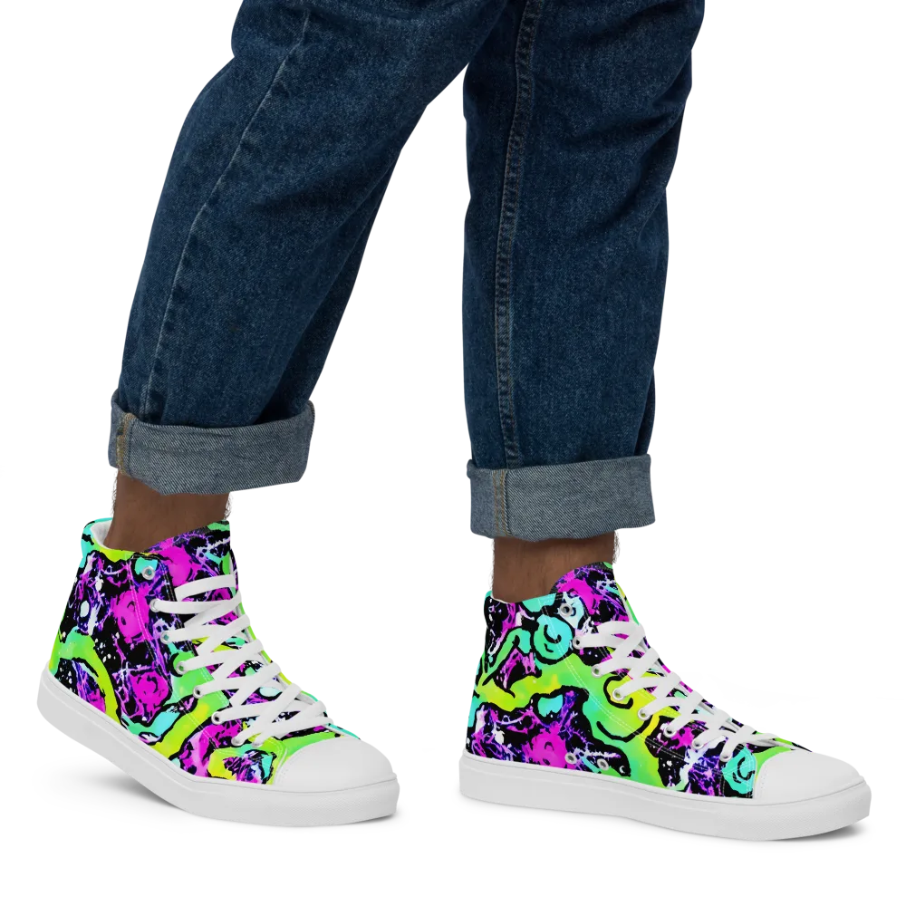 Psychedelic Stampede on Men's High Top Canvas Shoes — Right