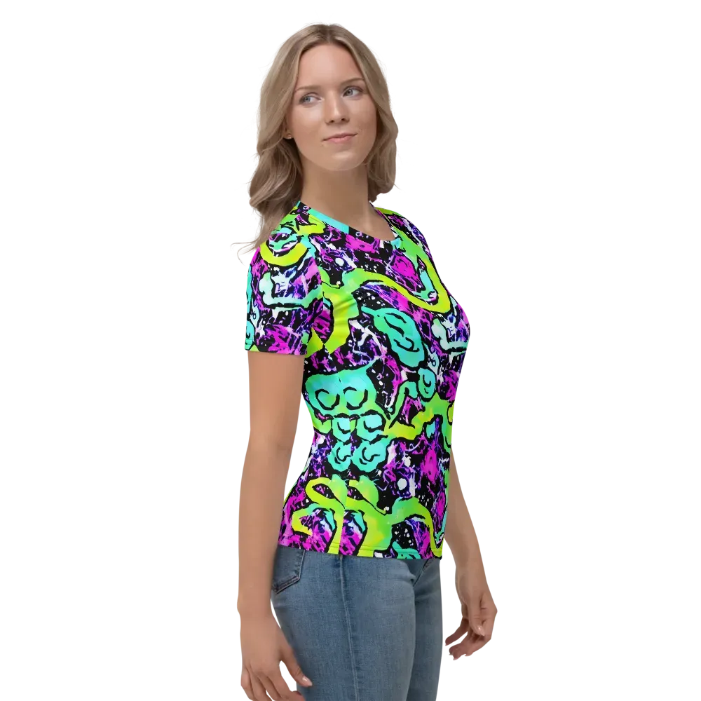 Psychedelic Stampede on Women's Crew Neck T-Shirt — Right