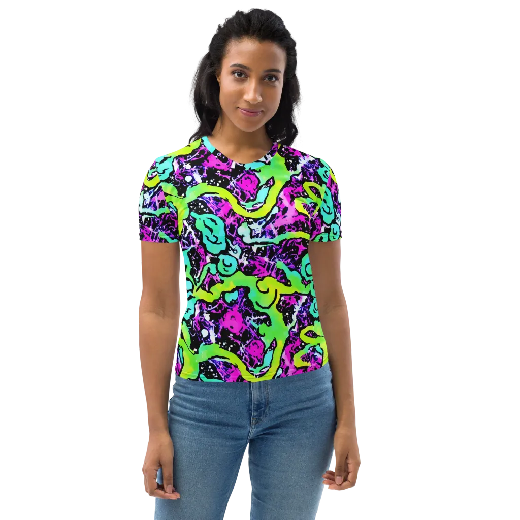 Psychedelic Stampede on Women's Crew Neck T-Shirt — Front