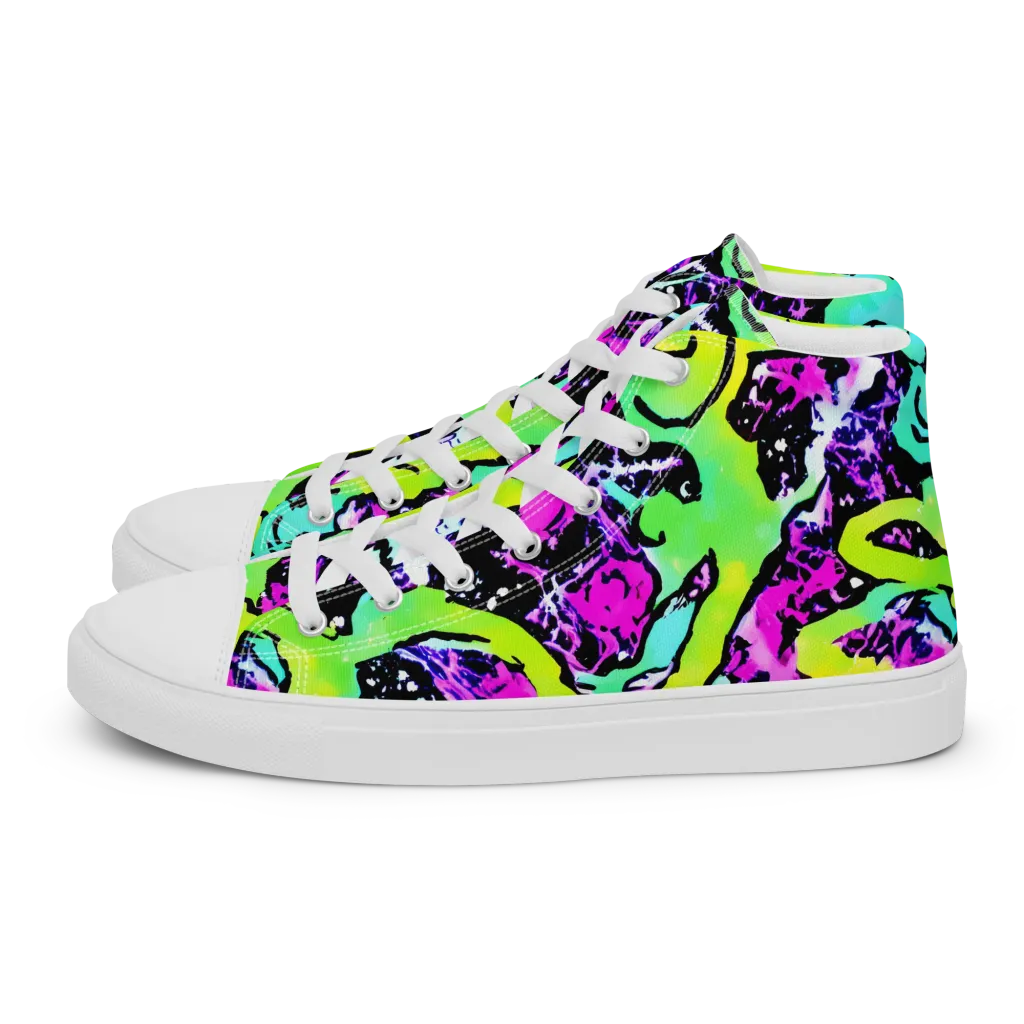 Psychedelic Stampede on Women's High Top Canvas Shoes — Left