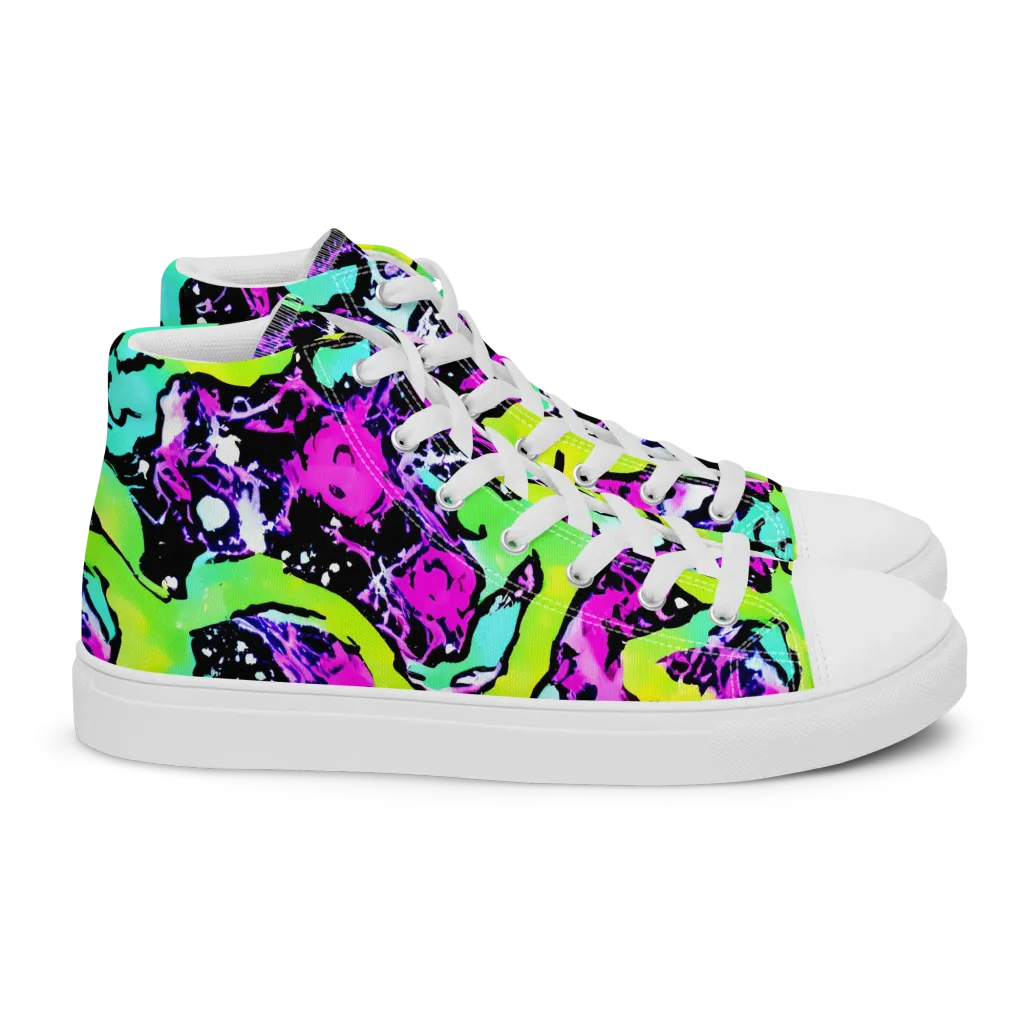 Psychedelic Stampede on Women's High Top Canvas Shoes — Right