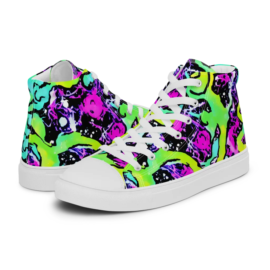Psychedelic Stampede on Women's High Top Canvas Shoes — Left