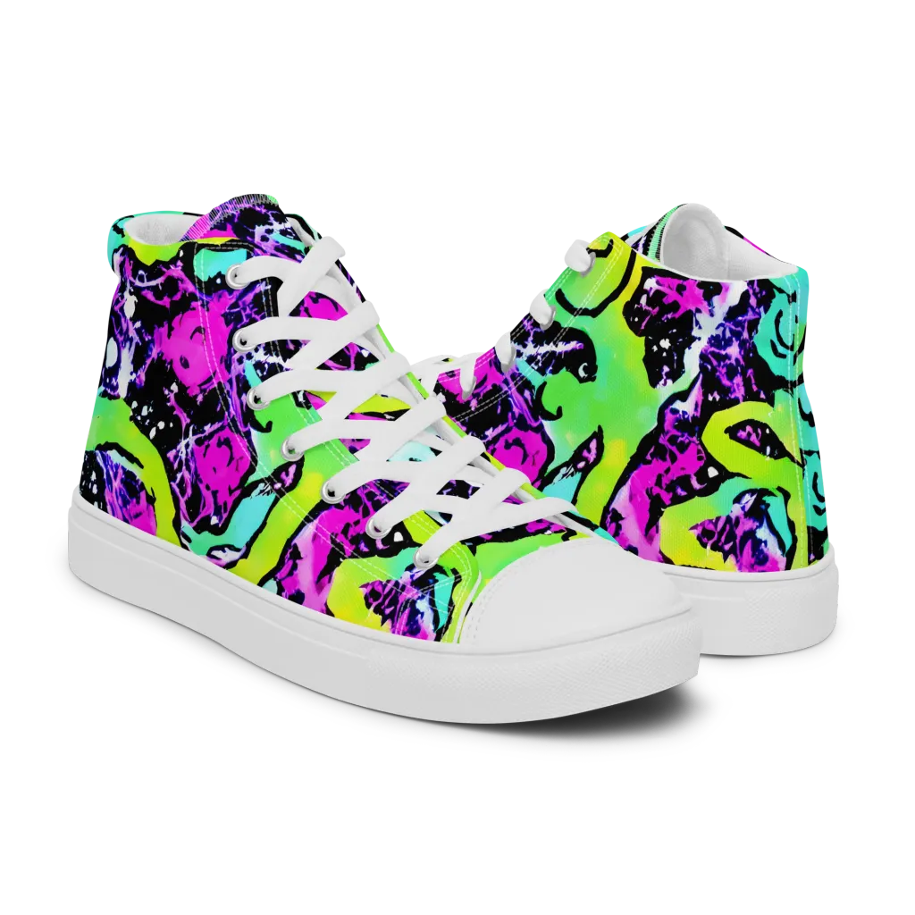 Psychedelic Stampede on Women's High Top Canvas Shoes — Right