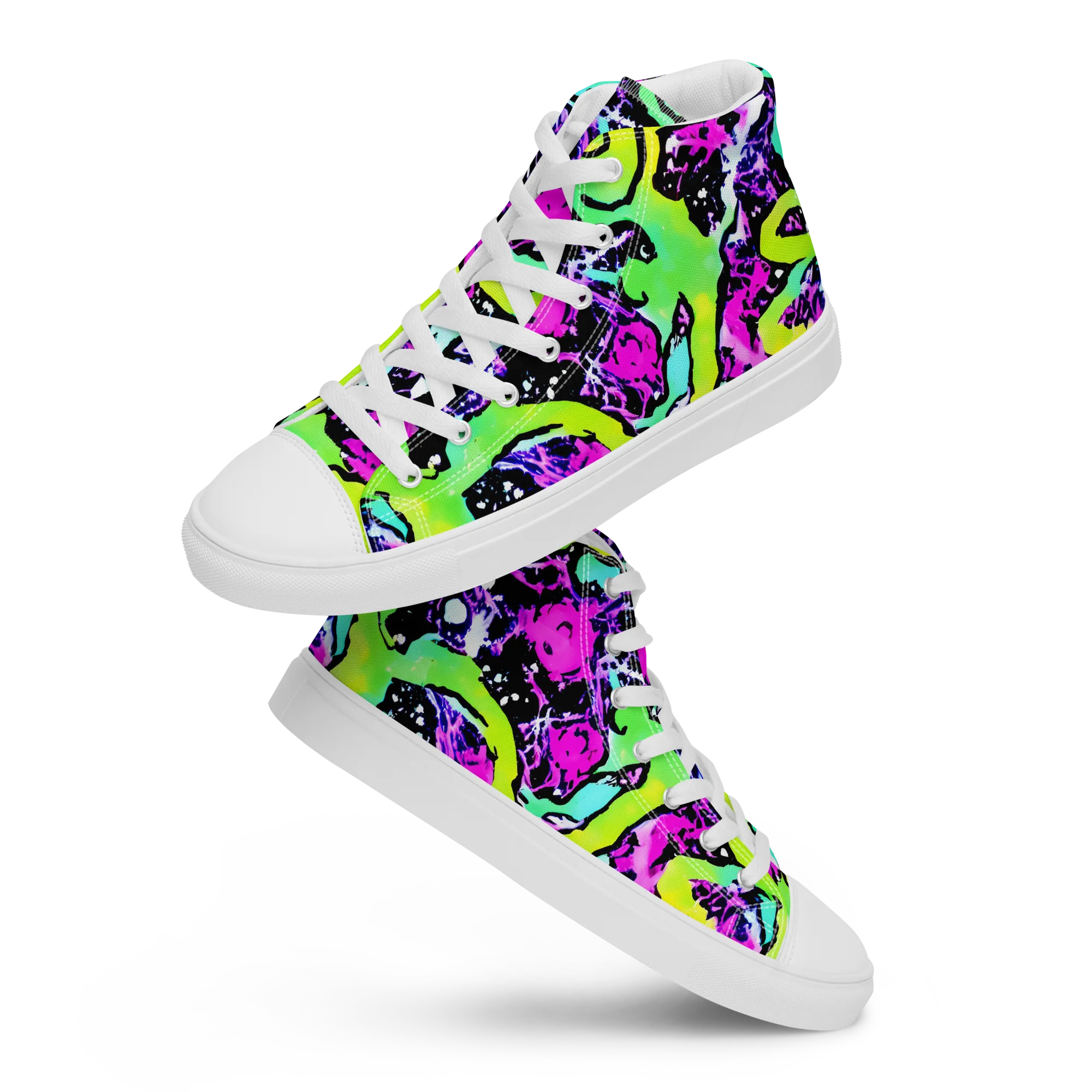 Psychedelic Stampede on Women's High Top Canvas Shoes — Front