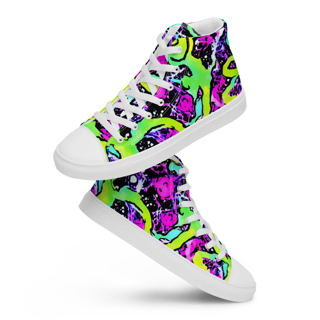 Psychedelic Stampede on Women's High Top Canvas Shoes — Front