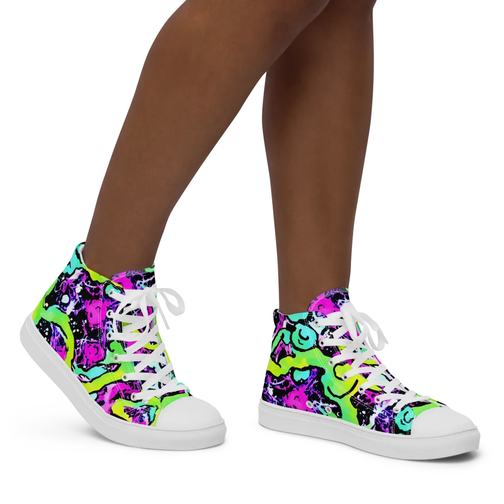Psychedelic Stampede on Women's High Top Canvas Shoes — Right