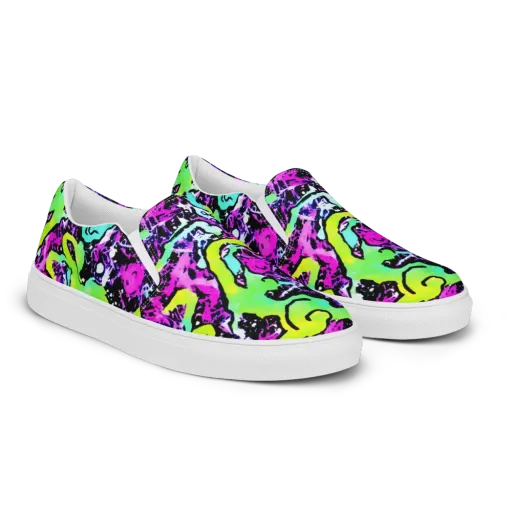 Psychedelic Stampede on a Men's Slip-On Canvas Shoes