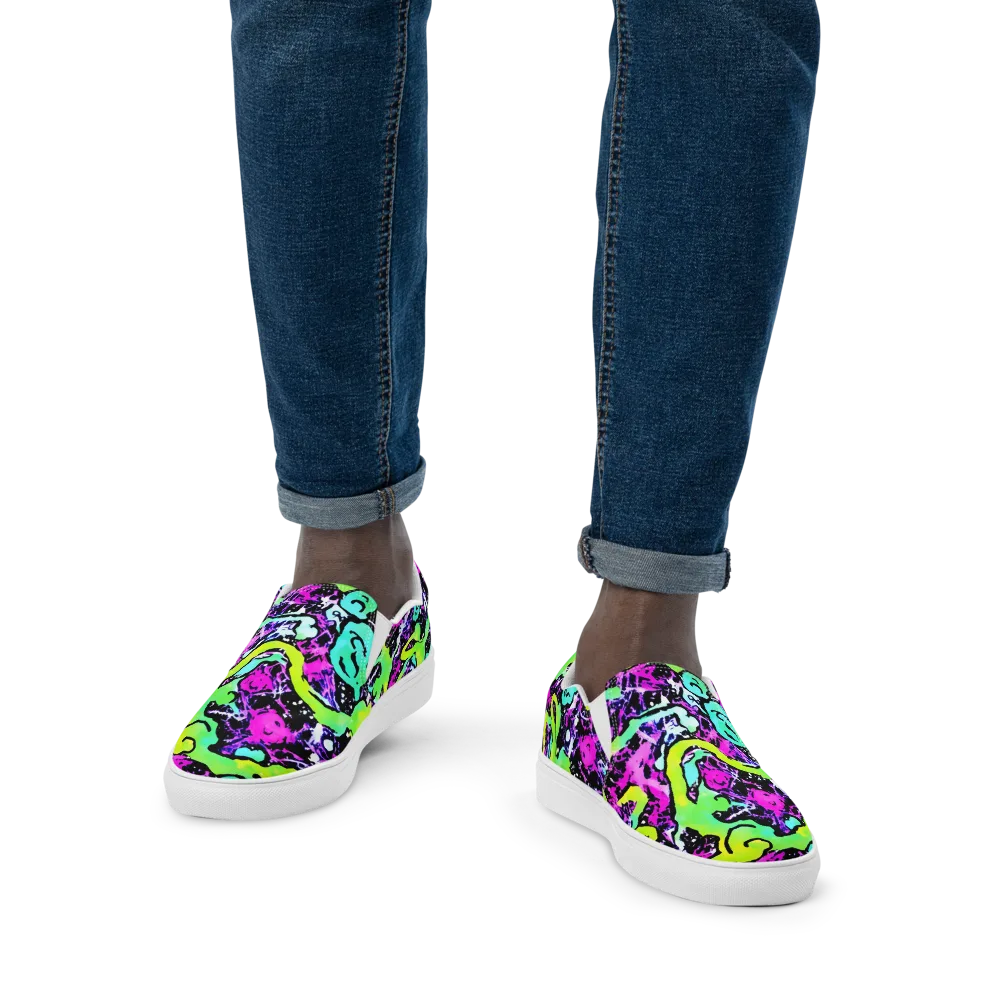 Psychedelic Stampede on Men's Slip-On Canvas Shoes — Front
