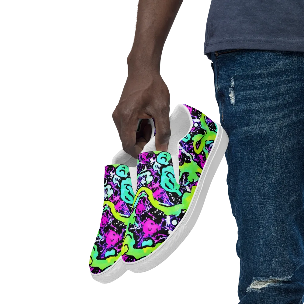 Psychedelic Stampede on Men's Slip-On Canvas Shoes — Left Front