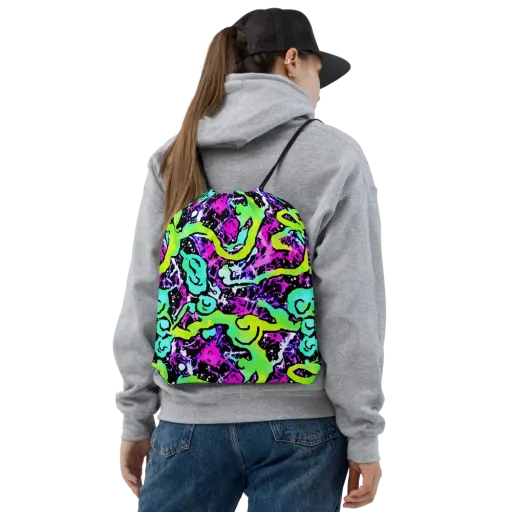 Psychedelic Stampede on a Drawstring Bag