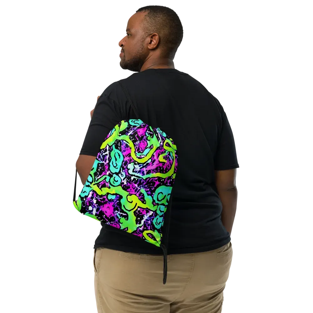Psychedelic Stampede on Drawstring Bag — Front
