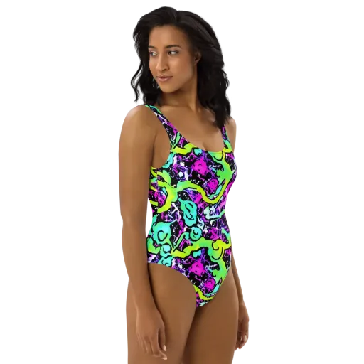 Psychedelic Stampede on a One-Piece Swimsuit