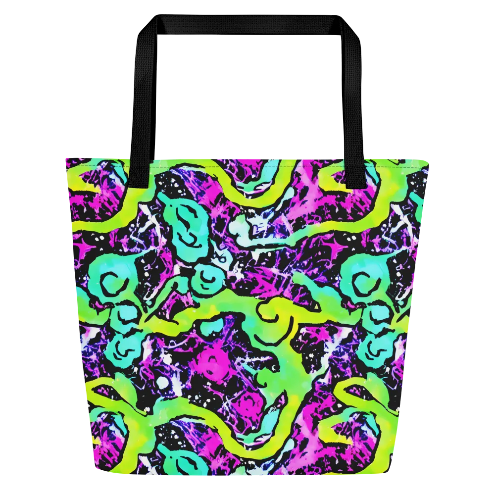 Psychedelic Stampede on Large Tote Bag W/ Pocket — Front