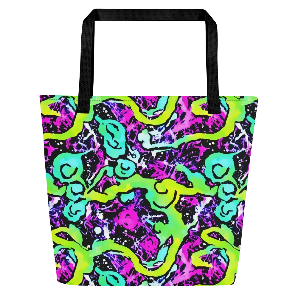 Psychedelic Stampede on Large Tote Bag W/ Pocket — Front