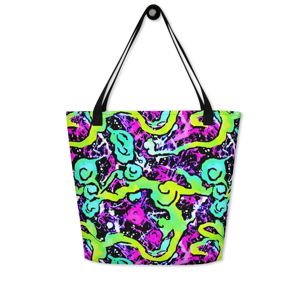 Psychedelic Stampede on Large Tote Bag W/ Pocket — Front