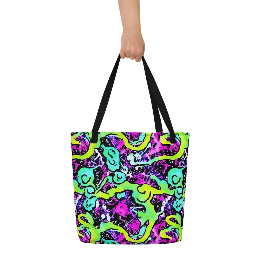 Psychedelic Stampede on Large Tote Bag W/ Pocket — Front