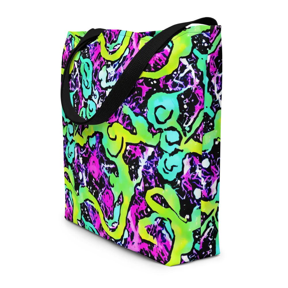 Psychedelic Stampede on Large Tote Bag W/ Pocket — Front