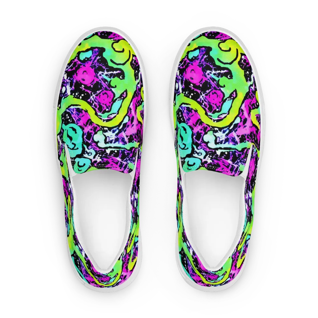 Psychedelic Stampede on Women's Slip-On Canvas Shoes — Front