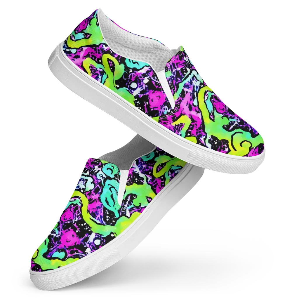 Psychedelic Stampede on Women's Slip-On Canvas Shoes — Front